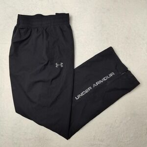 Under Armour Pants Mens Medium Black HeatGear Woven Track Zip Ankle Mesh Lined